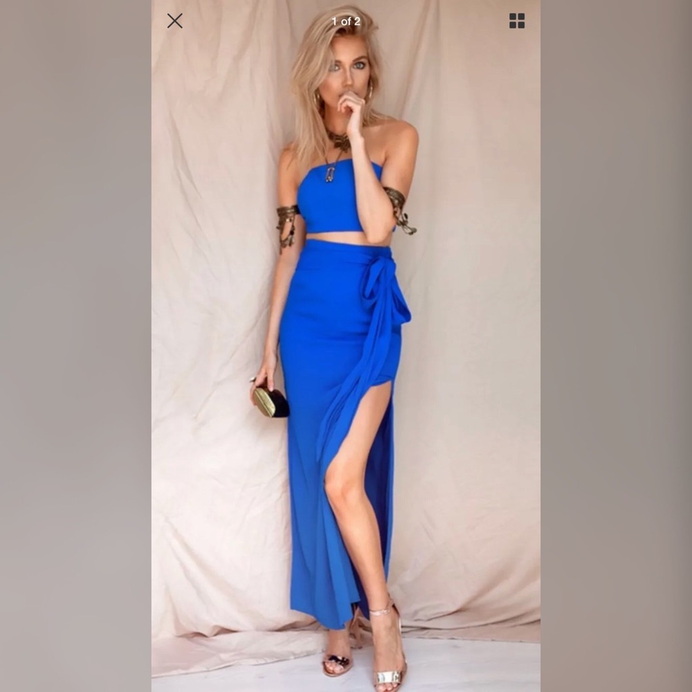 Sabo Skirt Royal Blue Crop Top Set Small